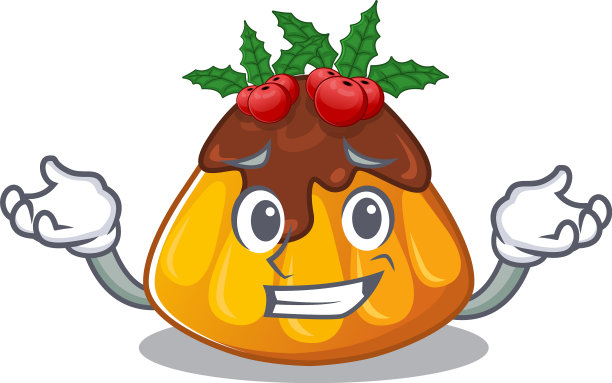 咧嘴笑着的圣诞布丁孤立着图片下载