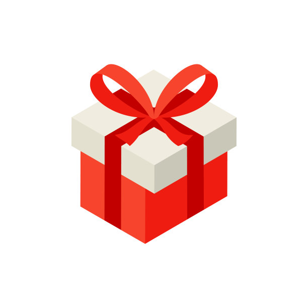 红色礼物盒与弓等距物体图片下载