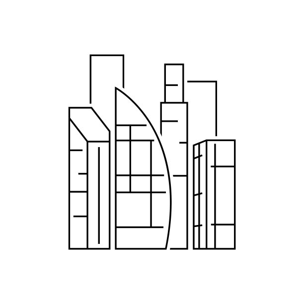 都市区观轮廓上白色图片下载