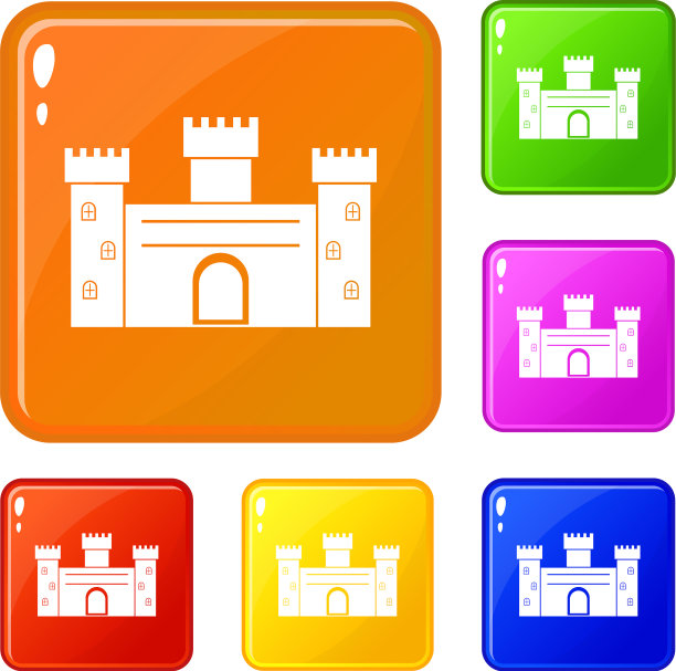 中世纪防御的图标设置颜色图片下载