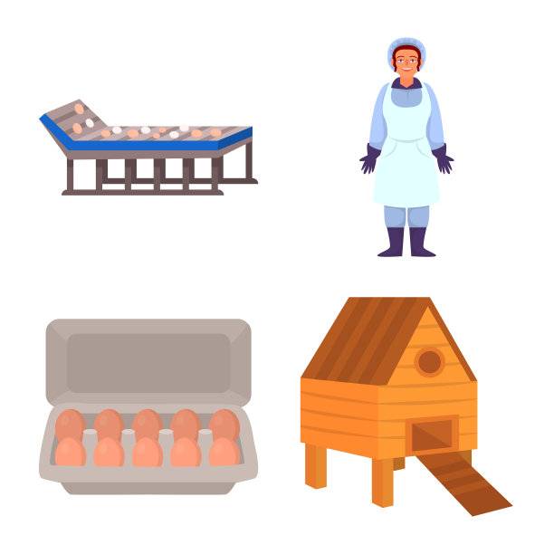 隔离对象农场和家禽图标集图片下载