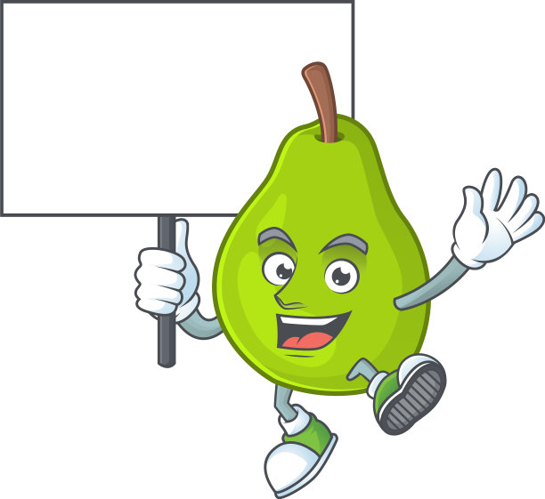 带板卡通番石榴吉祥物在白色图片下载