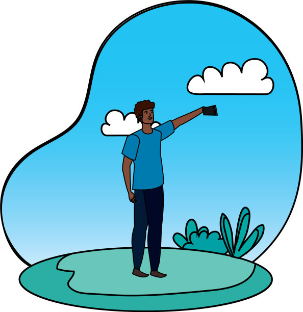 快乐的非洲裔年轻人在野外自拍图片下载