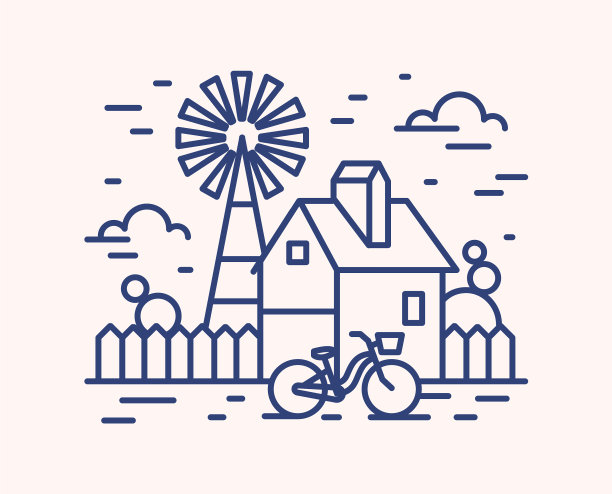 乡村住宅农场轮廓图片下载