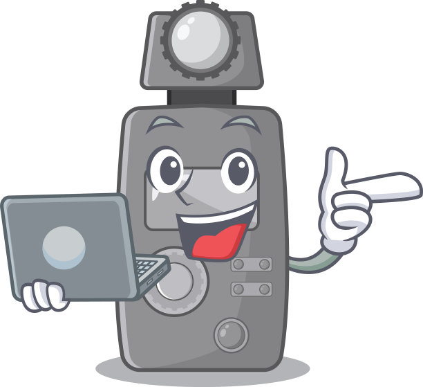 与笔记本电脑光表字符形状吉祥物图片下载