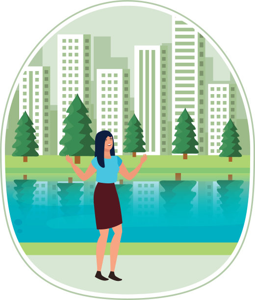 快乐的年轻女子在公园庆祝图片下载