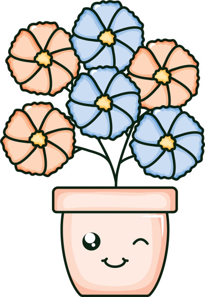 花坛中陶罐卡哇伊的性格图片下载