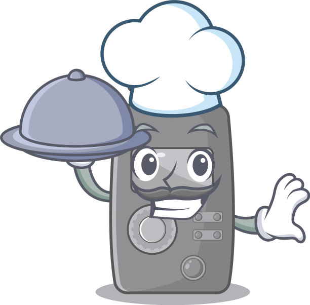 卡通餐桌上的厨师用食物光度计图片下载