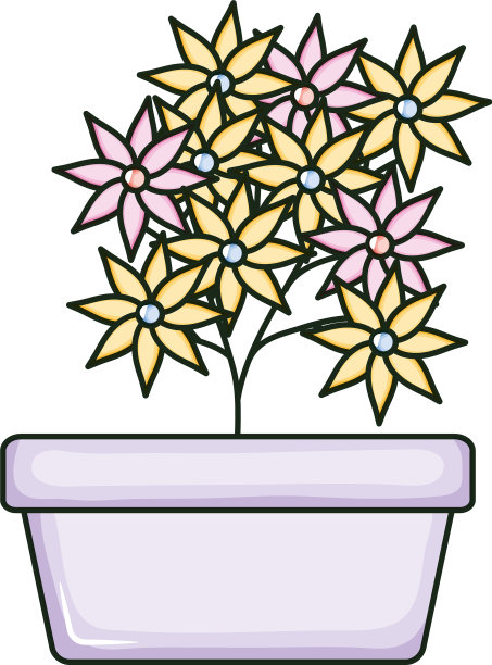 美丽的鲜花花园在方陶罐图片下载