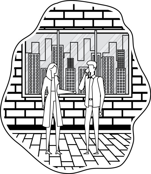 商业夫妇在城市使用智能手机图片下载