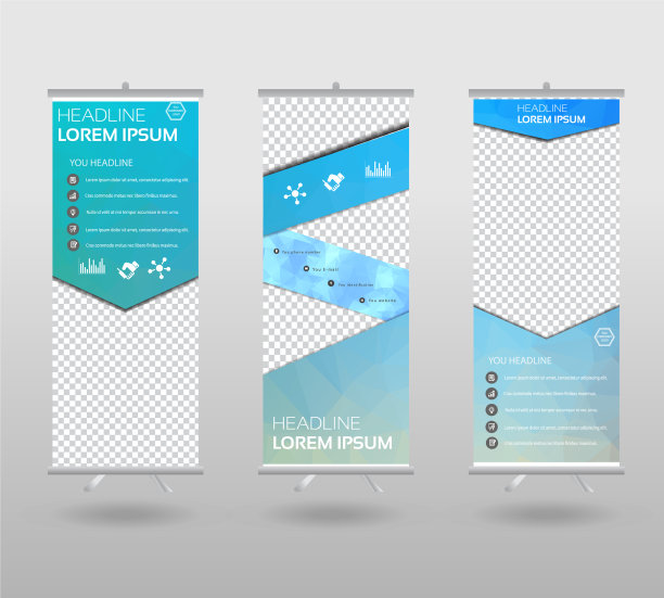 卷起横幅模板和信息图形站图片下载