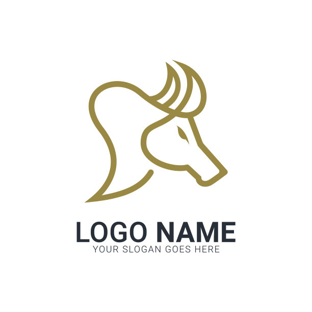 抽象的金牛头公牛标志设计图片下载