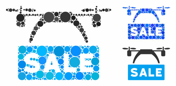 无人机销售旗帜组成圆圈点图标图片下载