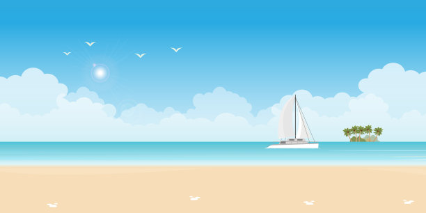 蓝色大海中的豪华帆船游艇图片下载