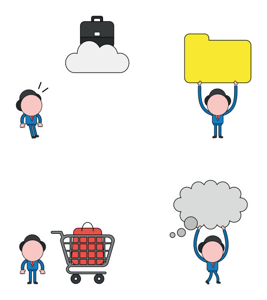 商人字符集黑色轮廓和图片下载