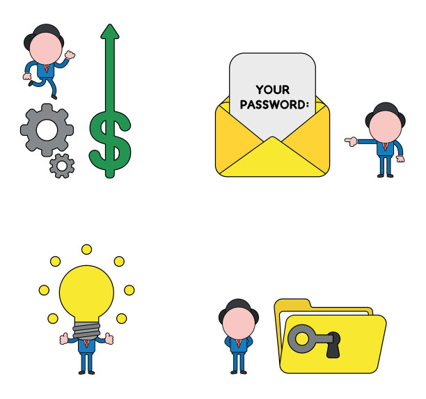 商人字符集黑色轮廓和图片下载