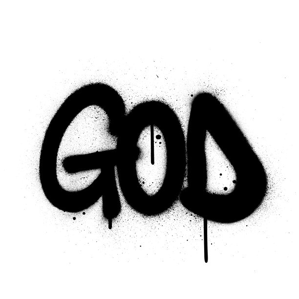 涂鸦上帝的字喷在黑色的白色图片下载
