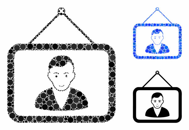 男子肖像马赛克图标球项目图片下载