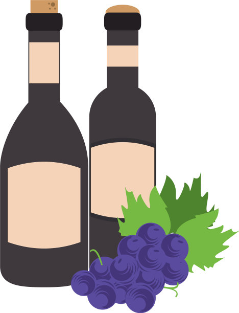 设计葡萄串和酒瓶设计图片下载