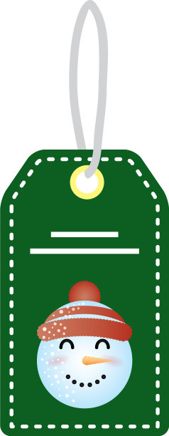 圣诞快乐，可爱的雪人头在标签人物图片下载