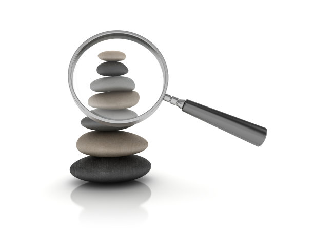 放大镜与石头平衡- 3D渲染图片下载