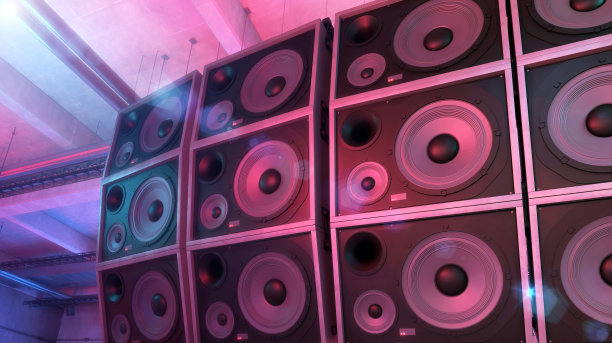 音乐俱乐部里一堆扩音器图片下载