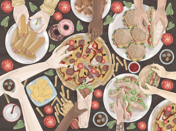 快餐友好会议庆祝午餐图片下载