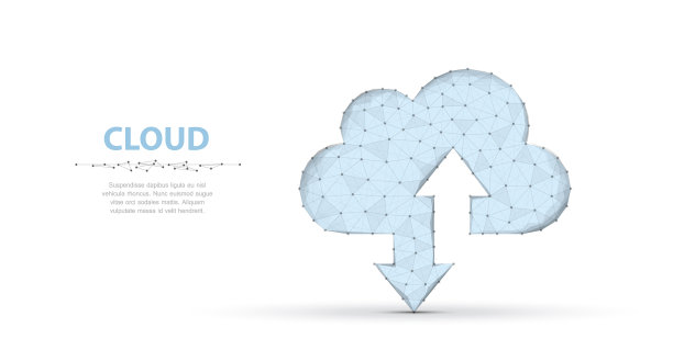 云技术多边形线框艺术外观图片下载