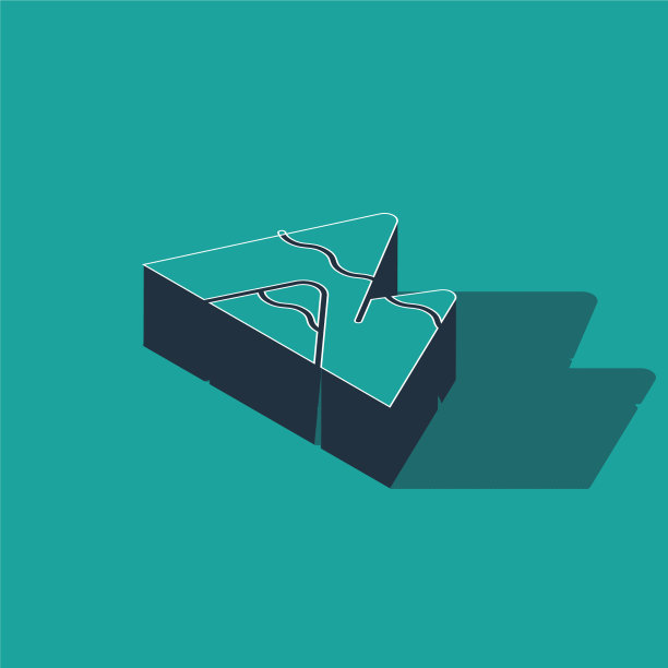 等距山图标孤立在绿色图片下载