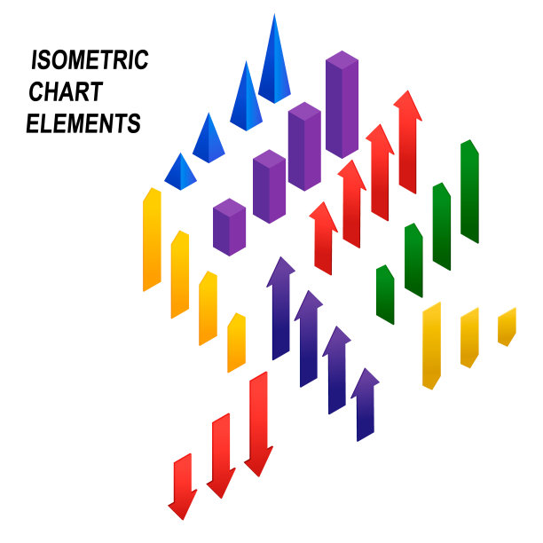 图柱状图，图等距元素图片下载