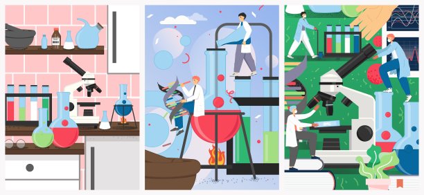 科学实验室矢量海报设计模板集素材图片