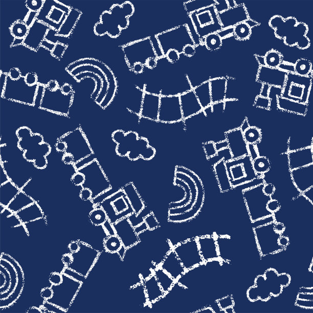 海军蜡笔火车插图材料图案图片下载