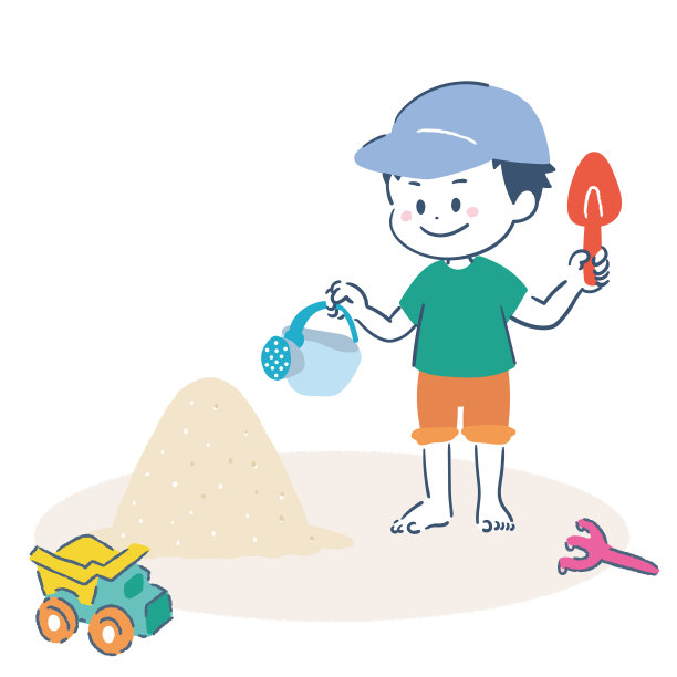 是一个男孩在玩沙子。矢量图像。图片下载