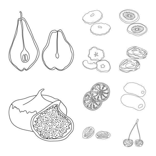 孤立的对象食物和生的图标设置食物图片下载