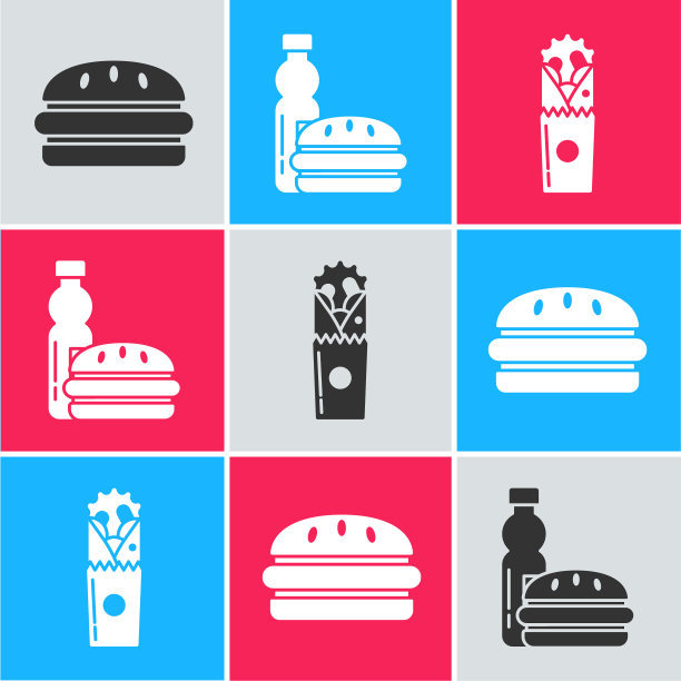 汉堡瓶装水，汉堡和肉饼图片下载