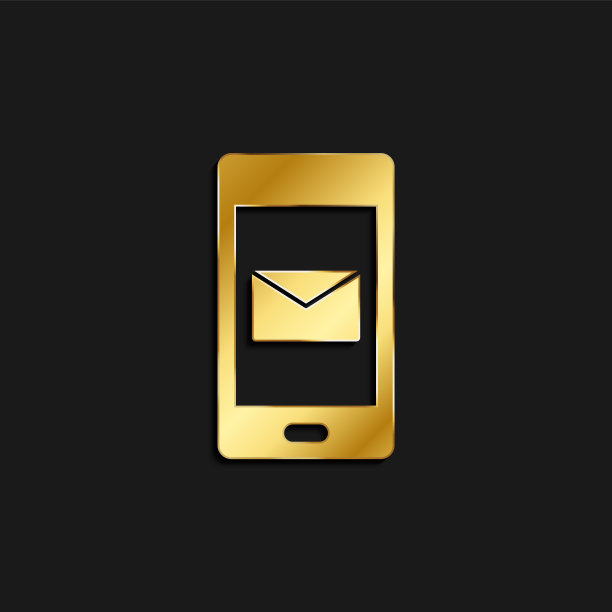 电话、短信的黄金图标。矢量插图的金色风格图片下载