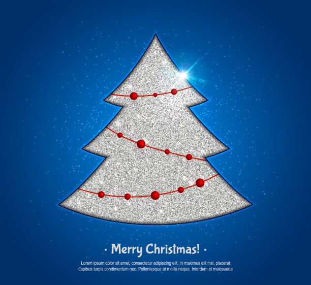 银色圣诞树和仙女灯设计图片下载