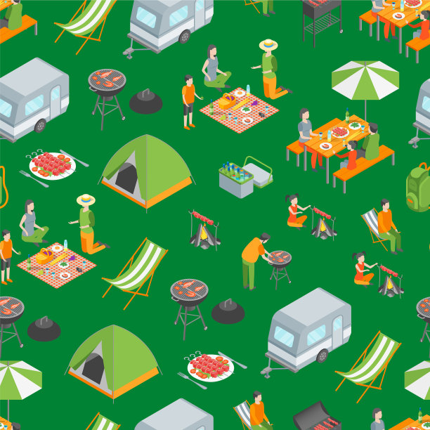 野餐烧烤无缝图案背景图片下载