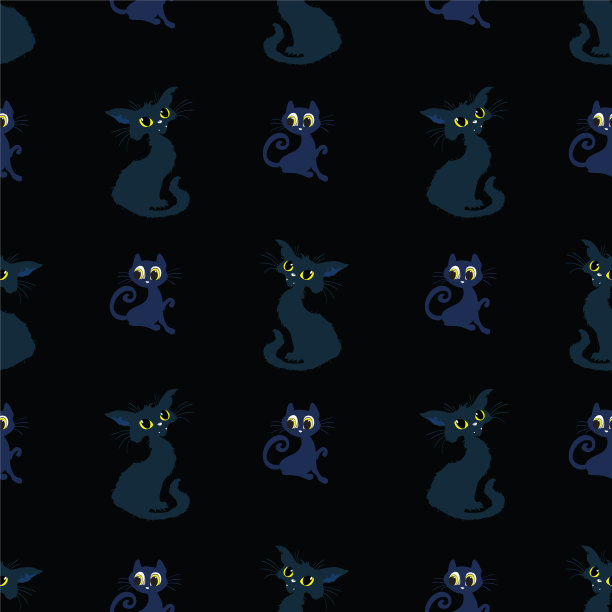 万圣节鬼鬼祟祟重复黑猫图案图片下载