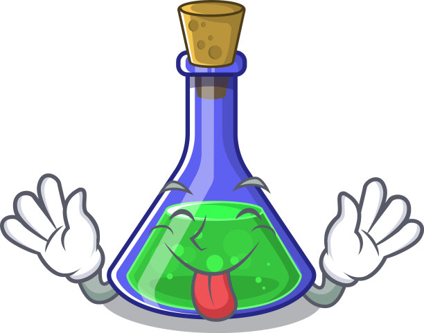 舌头伸出魔法药水在卡通桌上图片下载