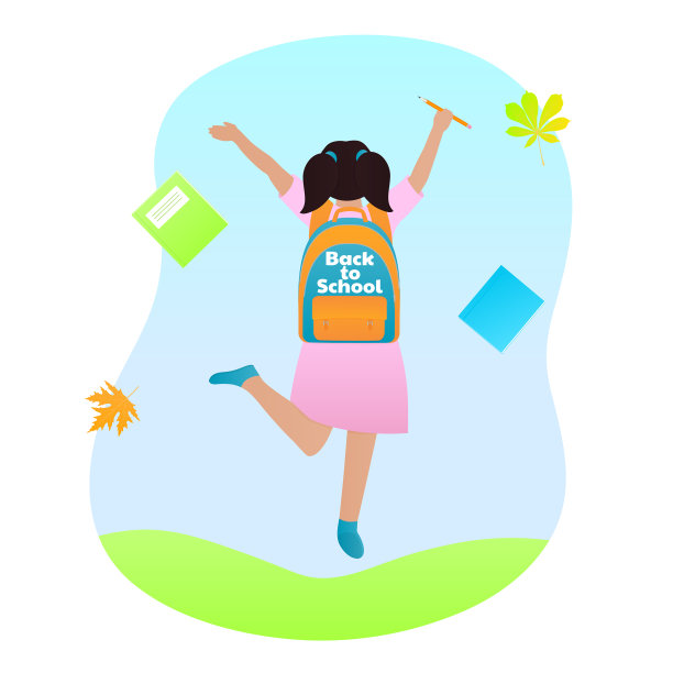 一个背着背包和一支铅笔的女孩图片下载