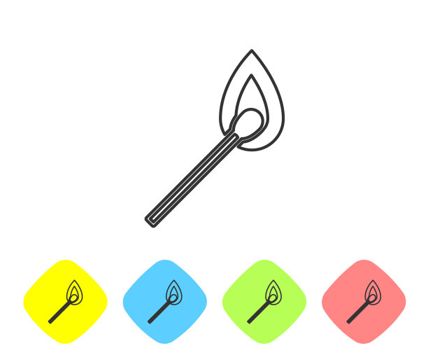 灰线燃烧匹配与火图标隔离图片下载