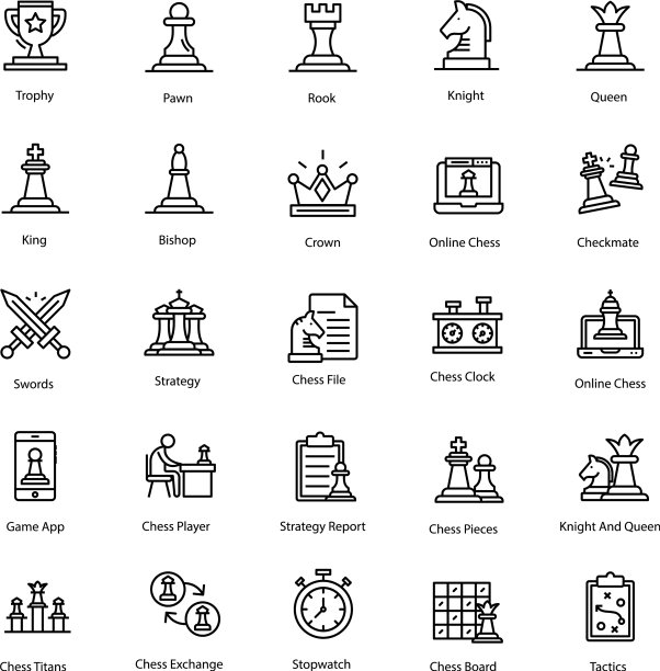 国际象棋线性图标包图片下载
