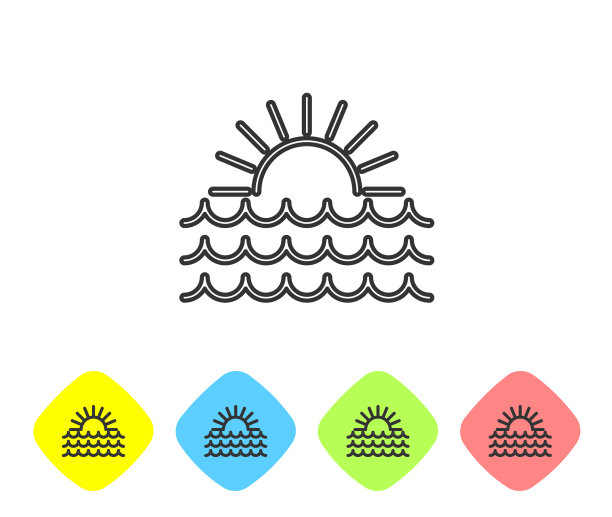 灰色线日落图标孤立在白色的背景图片下载