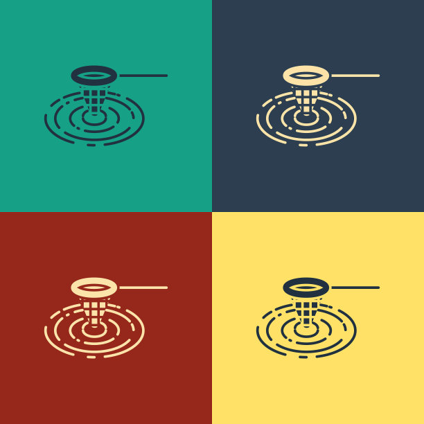 彩色渔网在水的图标孤立的颜色图片下载