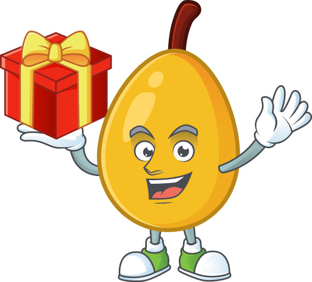 卡通吉祥物中带礼物枇杷图片下载