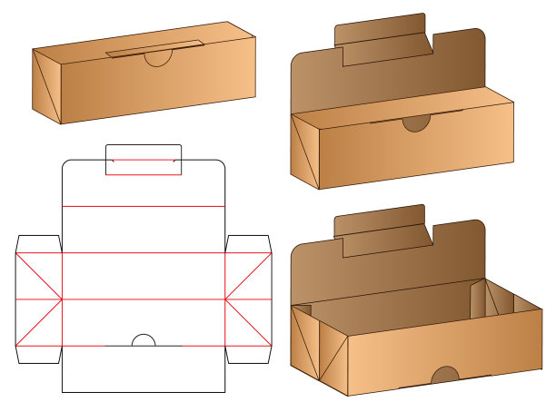 盒包装模切模板设计三维模型图片下载