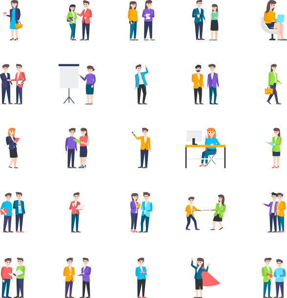 办公室职员扁平人物包装图片下载