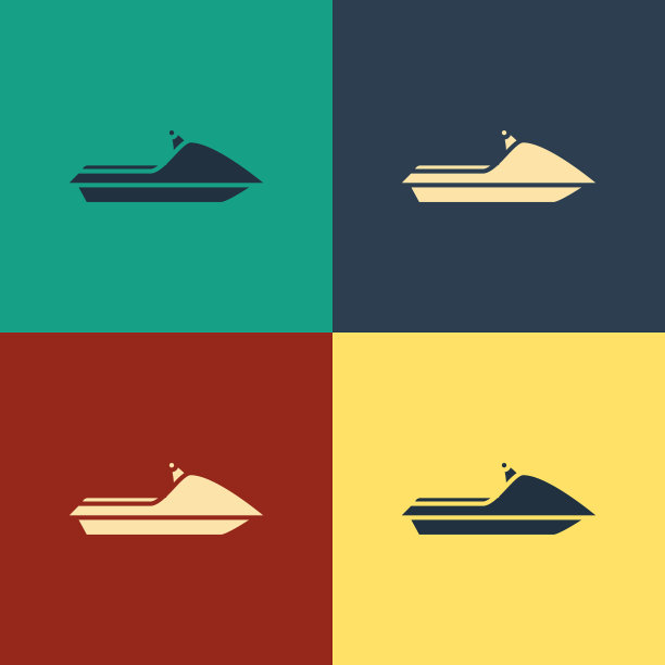 彩色喷气滑雪图标孤立的颜色背景图片下载