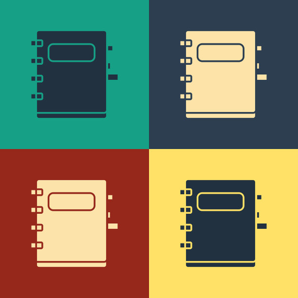 彩色笔记本图标孤立的颜色背景图片下载
